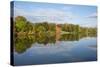 New York, Erie Canal. Fall reflections on the Oswego Canal.-Cindy Miller Hopkins-Stretched Canvas