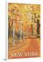 New York - Fall Colors Scene-Lantern Press-Framed Art Print