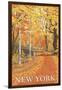 New York - Fall Colors Scene-Lantern Press-Framed Art Print