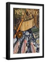 New York - Fishing Still Life-Lantern Press-Framed Art Print