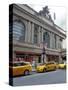 New York Grand Central Terminal with yellow cabs waiting for passengers-Jan Halaska-Stretched Canvas