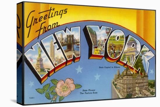 New York: Greetings Card Showing a Range of Views-null-Stretched Canvas