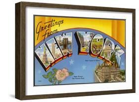 New York: Greetings Card Showing a Range of Views-null-Framed Art Print