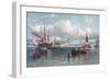 New York Harbor and the Brooklyn Bridge-Andrew W. Melrose-Framed Giclee Print