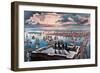 New York Harbor at Sunset-Currier & Ives-Framed Art Print