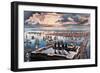 New York Harbor at Sunset-Currier & Ives-Framed Art Print