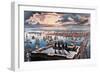 New York Harbor at Sunset-Currier & Ives-Framed Art Print