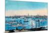 New York Harbor View-Currier & Ives-Mounted Premium Giclee Print