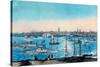 New York Harbor View-Currier & Ives-Stretched Canvas