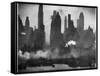 New York Harbor with Its Majestic Silhouette of Skyscrapers Looking Straight Down Bustling 42nd St.-Andreas Feininger-Framed Stretched Canvas