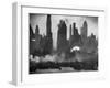 New York Harbor with Its Majestic Silhouette of Skyscrapers Looking Straight Down Bustling 42nd St.-Andreas Feininger-Framed Photographic Print