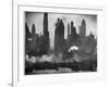 New York Harbor with Its Majestic Silhouette of Skyscrapers Looking Straight Down Bustling 42nd St.-Andreas Feininger-Framed Photographic Print