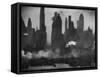 New York Harbor with Its Majestic Silhouette of Skyscrapers Looking Straight Down Bustling 42nd St.-Andreas Feininger-Framed Stretched Canvas