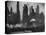 New York Harbor with Its Majestic Silhouette of Skyscrapers Looking Straight Down Bustling 42nd St.-Andreas Feininger-Stretched Canvas