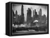 New York Harbor with Its Majestic Silhouette of Skyscrapers Looking Straight Down Bustling 42nd St.-Andreas Feininger-Framed Stretched Canvas