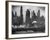 New York Harbor with Its Majestic Silhouette of Skyscrapers Looking Straight Down Bustling 42nd St.-Andreas Feininger-Framed Photographic Print