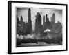 New York Harbor with Its Majestic Silhouette of Skyscrapers Looking Straight Down Bustling 42nd St.-Andreas Feininger-Framed Photographic Print