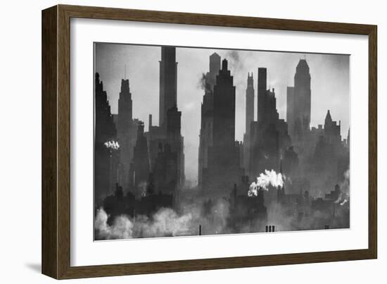 New York Harbor with Its Majestic Silhouette of Skyscrapers Looking Straight Down Bustling 42nd St.-Andreas Feininger-Framed Giclee Print