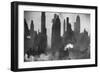 New York Harbor with Its Majestic Silhouette of Skyscrapers Looking Straight Down Bustling 42nd St.-Andreas Feininger-Framed Giclee Print