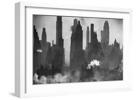 New York Harbor with Its Majestic Silhouette of Skyscrapers Looking Straight Down Bustling 42nd St.-Andreas Feininger-Framed Giclee Print