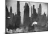 New York Harbor with Its Majestic Silhouette of Skyscrapers Looking Straight Down Bustling 42nd St.-Andreas Feininger-Mounted Giclee Print