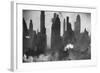 New York Harbor with Its Majestic Silhouette of Skyscrapers Looking Straight Down Bustling 42nd St.-Andreas Feininger-Framed Giclee Print