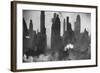 New York Harbor with Its Majestic Silhouette of Skyscrapers Looking Straight Down Bustling 42nd St.-Andreas Feininger-Framed Giclee Print