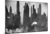 New York Harbor with Its Majestic Silhouette of Skyscrapers Looking Straight Down Bustling 42nd St.-Andreas Feininger-Mounted Giclee Print