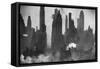 New York Harbor with Its Majestic Silhouette of Skyscrapers Looking Straight Down Bustling 42nd St.-Andreas Feininger-Framed Stretched Canvas