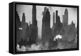 New York Harbor with Its Majestic Silhouette of Skyscrapers Looking Straight Down Bustling 42nd St.-Andreas Feininger-Framed Stretched Canvas