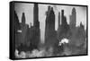 New York Harbor with Its Majestic Silhouette of Skyscrapers Looking Straight Down Bustling 42nd St.-Andreas Feininger-Framed Stretched Canvas