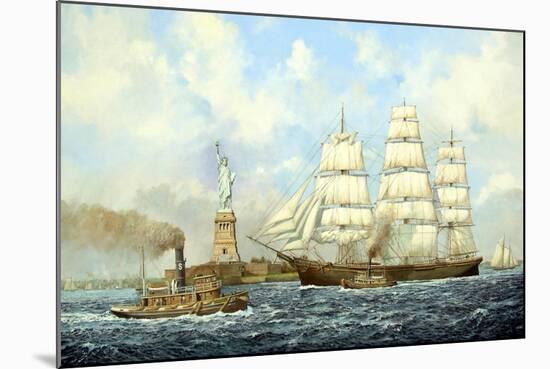 New York Harbor-Jack Wemp-Mounted Giclee Print