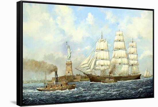 New York Harbor-Jack Wemp-Framed Stretched Canvas