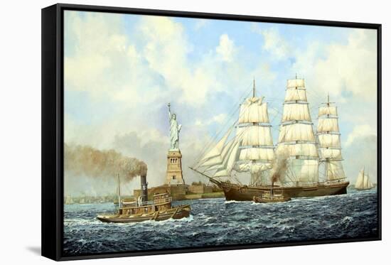 New York Harbor-Jack Wemp-Framed Stretched Canvas