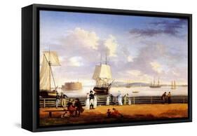 New York Harbour, C.1810-Thomas Birch-Framed Stretched Canvas