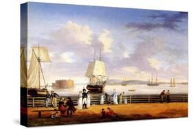 New York Harbour, C.1810-Thomas Birch-Stretched Canvas