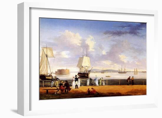 New York Harbour, C.1810-Thomas Birch-Framed Giclee Print