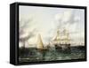 New York Harbour-James E. Buttersworth-Framed Stretched Canvas