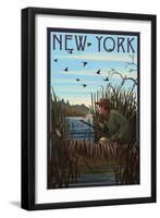 New York - Hunter and Lake-Lantern Press-Framed Art Print