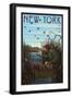 New York - Hunter and Lake-Lantern Press-Framed Art Print