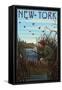 New York - Hunter and Lake-Lantern Press-Framed Stretched Canvas