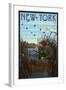 New York - Hunter and Lake-Lantern Press-Framed Art Print