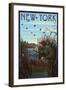 New York - Hunter and Lake-Lantern Press-Framed Art Print