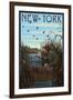 New York - Hunter and Lake-Lantern Press-Framed Art Print