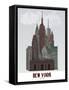 New York in Clouds Dark Red and Green-Fab Funky-Framed Stretched Canvas