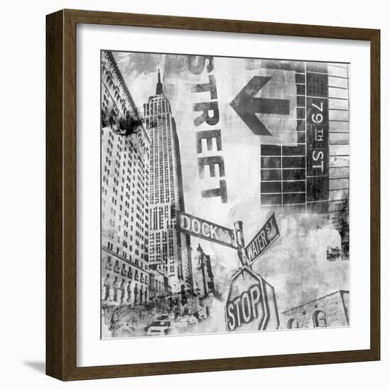 New York Intersection B&W-Sara Abbott-Framed Art Print