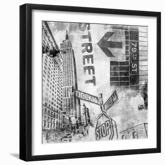 New York Intersection B&W-Sara Abbott-Framed Art Print