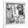 New York Intersection B&W-Sara Abbott-Framed Art Print