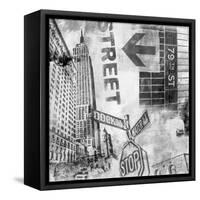 New York Intersection B&W-Sara Abbott-Framed Stretched Canvas