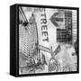 New York Intersection B&W-Sara Abbott-Framed Stretched Canvas